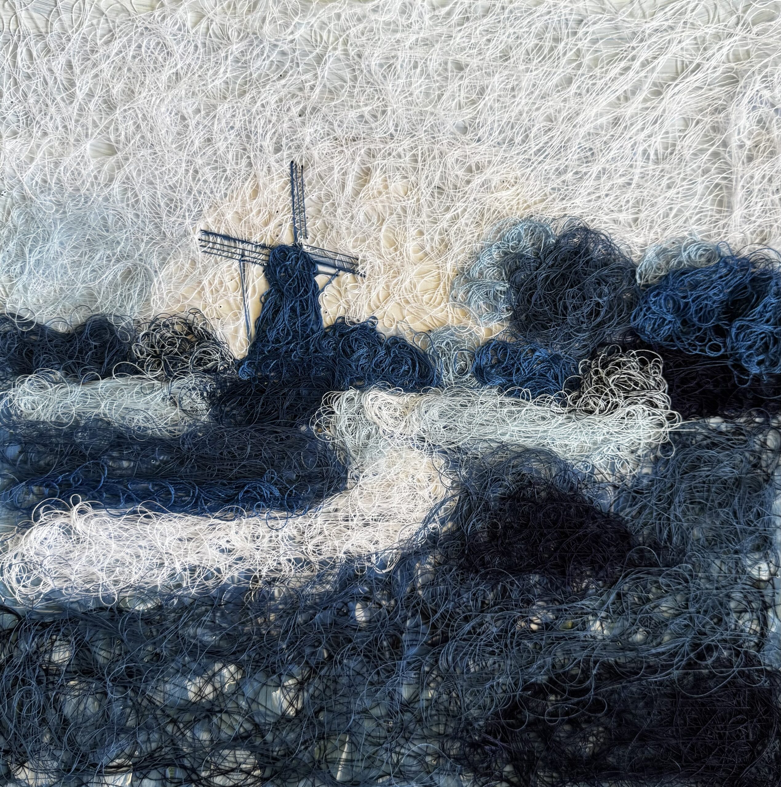 Windmill Scene in Delft Blue
